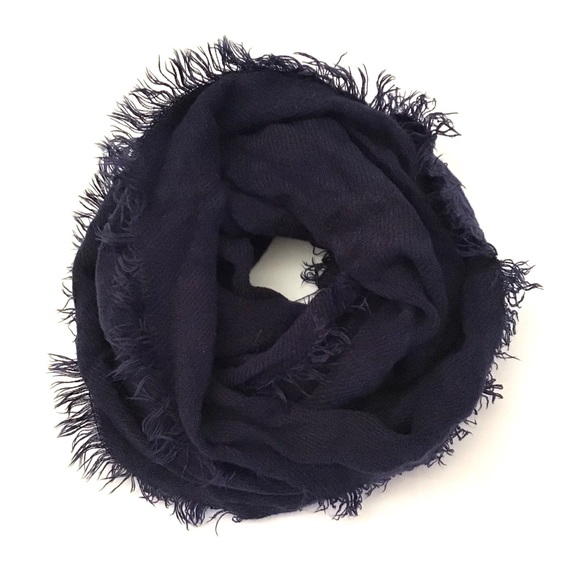 New Infinity Loop Navy Blue Fringe Scarf - Picture 2 of 3